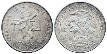 MESSICO. 25 Pesos 1968 Commemorativa Olimpiadi. Ag 720 (22,5 g). SPL+