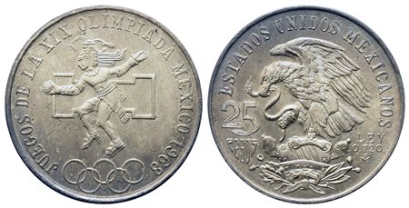 MESSICO. 25 Pesos 1968 Commemorativa Olimpiadi. Ag 720 (22,5 g). SPL+