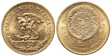 MESSICO. 20 pesos 1959. Au titolo 900 (16,69 g). FDC