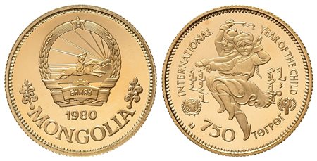 MONGOLIA. 750 tugrik 1980. Anno internazionale del bambino. Au titolo 900...