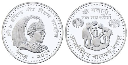 NEPAL. 100 rupees VS 2031 Silver Proof (struck in 1981). Ag (19,44 g)....