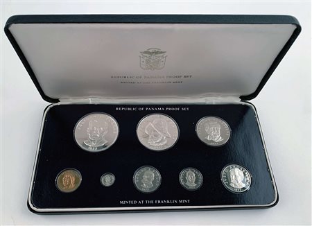 PANAMA. PROOF set 1977 Franklin mint. 8 valori con argenti. PROOF