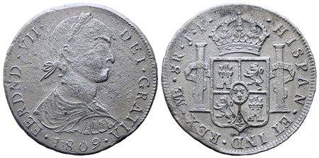 PERU'. Carlo IV di Borbone (1788-1808). 8 reales 1809 Lima JI. Ag. (25,39 g)....