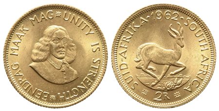 SUDAFRICA. 2 rand 1962. Au titolo 917 (7,99 g). FDC