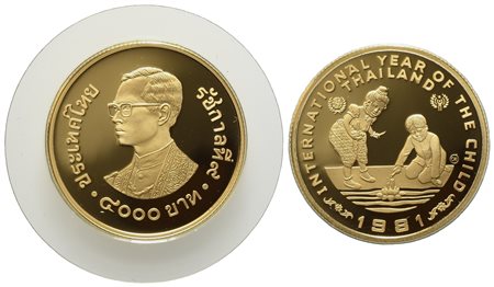 THAILANDIA. Rama IX (1946-2016). 4000 bath 1981. Anno internazionale del...