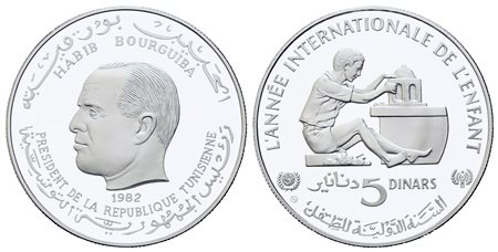 TUNISIA. 5 dinari 1982. Silver PROOF.. Ag (27.22 g). KM#313. PROOF