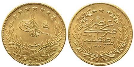 TURCHIA. Impero ottomano. Mehmed V Resed (1909-1918). 500 kurush 1910 (1327)....