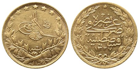 TURCHIA. 100 Kurush 1909-1915. Au (7,19 g). qFDC