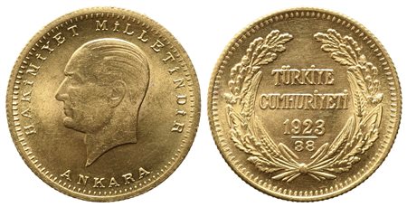 TURCHIA. 100 Kurush 1923. Au (7,18 g). qFDC