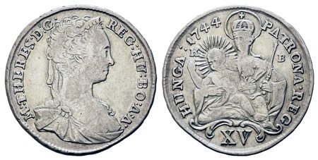 UNGHERIA. Maria Teresa (1740-1780). 15 kreutzer 1744, Kremnitz. Ag. K-B....