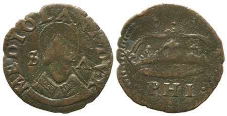 MILANO. Filippo II di Spagna (1556-1598). Trillina s.d. Cu. Crippa 50. Ex...