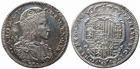 NAPOLI. Regno di Napoli. Carlo II di Spagna (1665-1700). Mezzo ducato – 50...