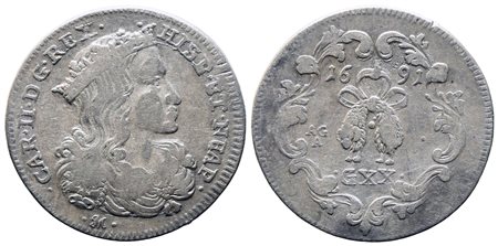 NAPOLI. Regno di Napoli. Carlo II di Spagna (1665-1700). tari da 20 grana...