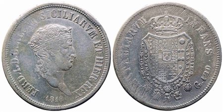 NAPOLI. Regno delle Due Sicilie. Ferdinando I di Borbone (1816-1825). Piastra...