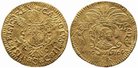 PALERMO. Regno di Sicilia. Carlo II di Spagna (1665-1700). Scudo Riccio 1697....