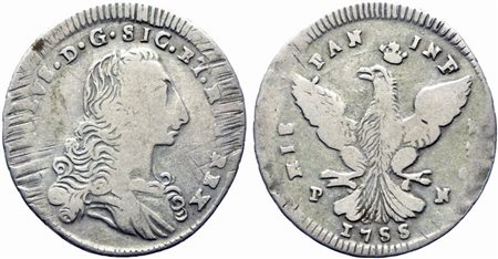 PALERMO. Regno di Sicilia. Carlo di Borbone (1734-1759). 4 tari 1755. Ag...