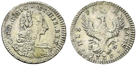 PALERMO. Regno di Sicilia. Carlo di Borbone (1734-1759). 2 tari 1739. Ag...