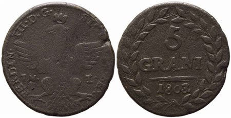 PALERMO. Regno di Sicilia. Ferdinando III di Borbone (1759-1816). 5 grani...