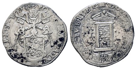 ROMA. Stato Pontificio. Clemente VIII (1592-1605). Testone A/ IX. Ag (9,27...