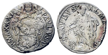 ROMA. Stato Pontificio. Paolo V (1605-1621). Testone A/ XI. Ag (9,45 g)....