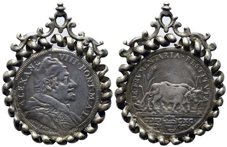 ROMA. Stato Pontificio. Alessandro VIII (1689-1691). Testone 1690. Anno I....