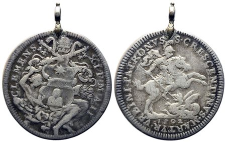 ROMA. Stato Pontificio. Clemente XI (1700-1721). Mezza piastra 1702, anno II....