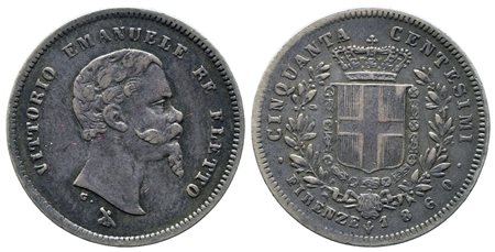 RE ELETTO. Vittorio Emanuele II (1859-1860). 50 centesimi 1860. Firenze. Ag....