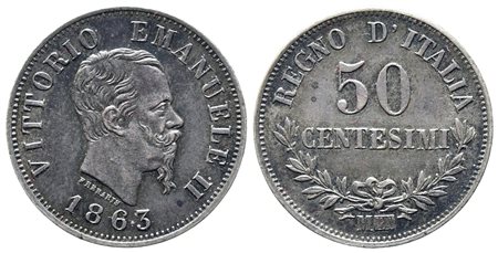 REGNO D'ITALIA. Vittorio Emanuele II (1861-1878). 50 centesimi 1863. Milano....