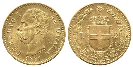 REGNO D'ITALIA. Umberto I (1878-1900). 20 lire 1881. Au (6,45 g). qFDC