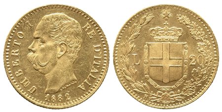 REGNO D'ITALIA. Umberto I (1878-1900). 20 lire 1882. Au (6,45 g). SPL/qFDC