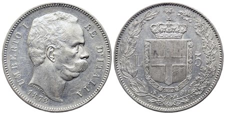 REGNO D'ITALIA. Umberto I (1878-1900). 5 lire 1878. Ag (25 g). RR. qSPL....