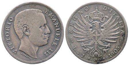 REGNO D'ITALIA. Vittorio Emanuele III (1900-1943). 1 lira 1905 "aquila...