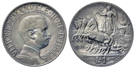 REGNO D'ITALIA. Vittorio Emanuele III (1900-1943). 1 lira 1913. Ag (23 mm –...