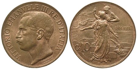 REGNO D'ITALIA. Vittorio Emanuele III (1900-1943). 10 Centesimi 1911...