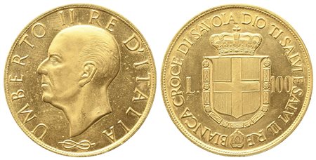 REGNO D'ITALIA. Umberto II (1946): progetto/medaglia da 100 lire. Au (37,2 mm...