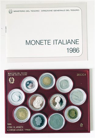 REPUBBLICA ITALIANA. Serie Divisionale 1986 con argenti. PROOF
