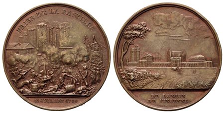 FRANCIA. Medaglia 1844 per la presa della Bastiglia e della prigione di...