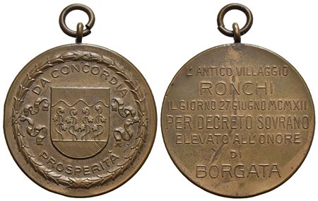 GORIZIA. (Ronchi dei Legionari) Medaglia 1912 con appiccagnolo. Ae (29 mm.)...