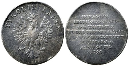 TIROLO. Leopoldo II (1790-1792). Medaglia TYROLIS LAETA. Ag (4,31 g). BB