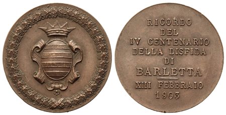 BARLETTA. Medaglia 1903 per l’anniversario dei 400 anni della disfida di...