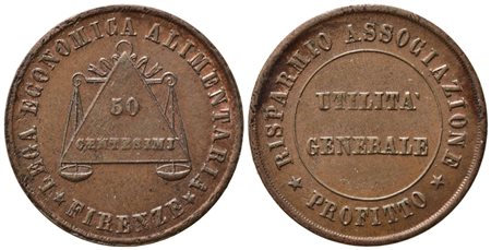 VARIE. GETTONI. Firenze. Gettone Lega Economica Alimentare (1866-1871). 50...