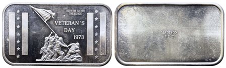 VARIE. Lingotto Veteran's Day 1973 1 oz Ag 999.