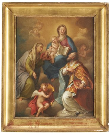 Giuseppe Bottani Madonna con Bambino, Sant'Anna, San Liborio e angeli

Olio su r