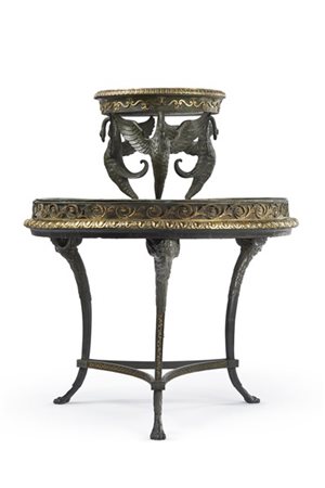 Fonderia Chiurazzi (attr.) Fioriera in bronzo brunito e dorato con vasca superi