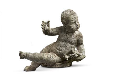 Scultore del secolo XVIII
Putto reggi faretra
Statua in pietra 
(cm 75x65) (dif