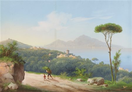 Scuola napoletana del secolo XIXVeduta di Castellammare Gouache su carta(cm