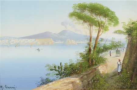 Maria Gianni Veduta con VesuvioGouache su carta(cm 20x30 ca.) In cornice