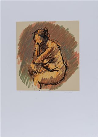 ENNIO MORLOTTI (Lecco 1910 – Milano 1992) “Donna”. Litografia a colori su...