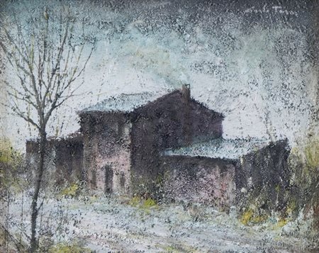 CARLO TASSI (Bondeno 1933 – Ferrara 2011) "Paesaggio", 1971. Olio su tavola....