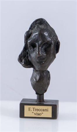 ERNESTO TRECCANI (Milano 1920 - 2009) "Viso". Scultura in bronzo. Cm...